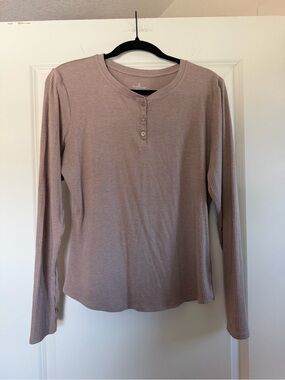 Cuddl Duds Mauve Long Sleeve Ribbed Henley